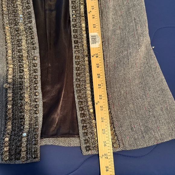 Chico's Tweed Gray with Gold and Silver Beaded Vest, Size 1 (8/10) - Picture 7 of 8